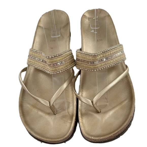 Nine West sandals size 11 gold Italian leather sequins Bollywood festival - Picture 2 of 11